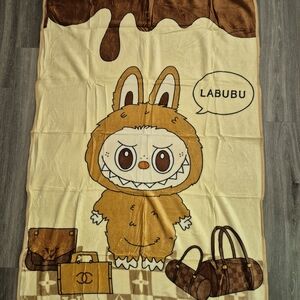 Labubu Character Blanket - Cream and Brown